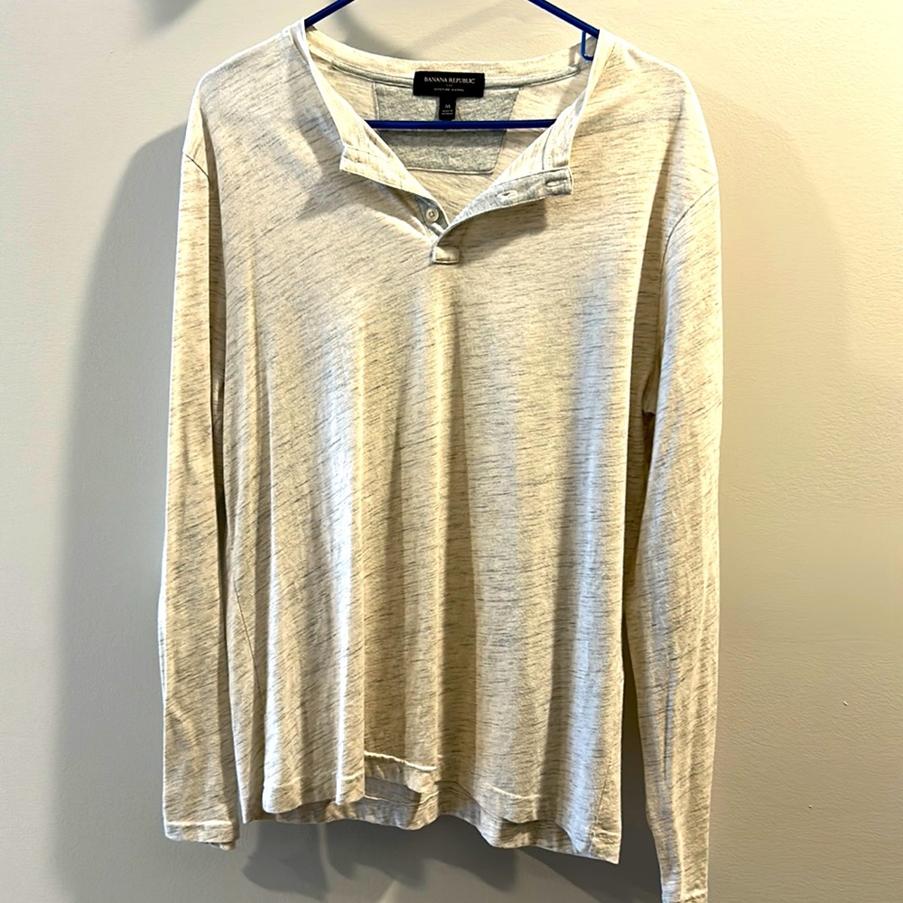 Men’s white henley shirt